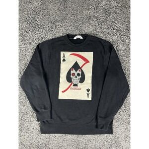 Undefeated Ace Of Spades Card Crewneck Sweater Men's Large Grunge, Goth, Metal.